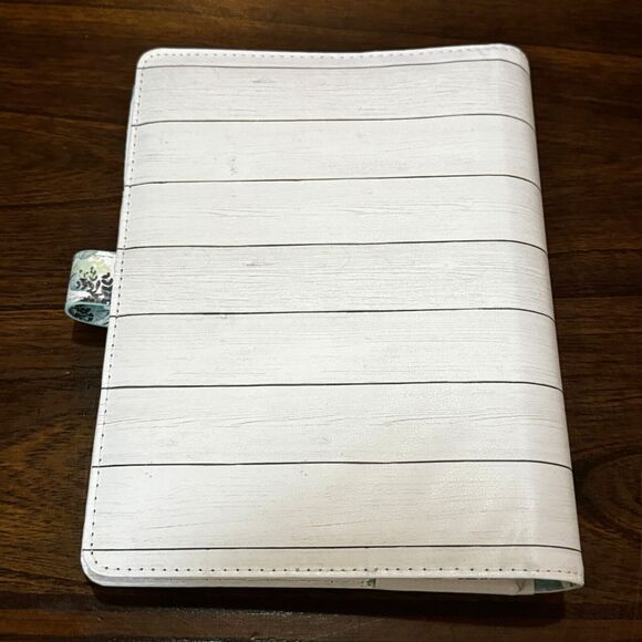 Agenda 52 6 Ring Planner Binder Pockets 7.5 x 9.5 inches Faux Wood White Washed - Picture 7 of 7